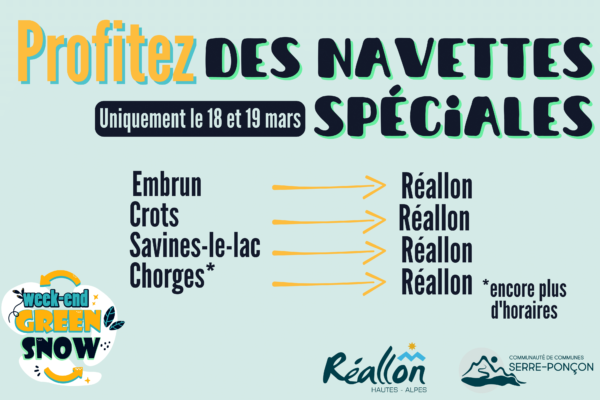 Navettes spéciales Embrun,chorges,Savines-le-Lac/Réallon